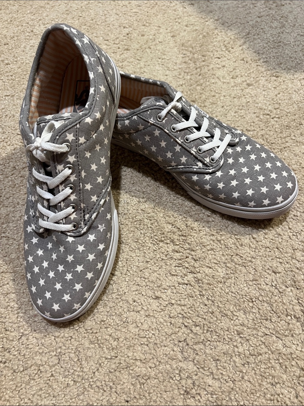 Vans Gray Canvas Sneakers with White Star Print